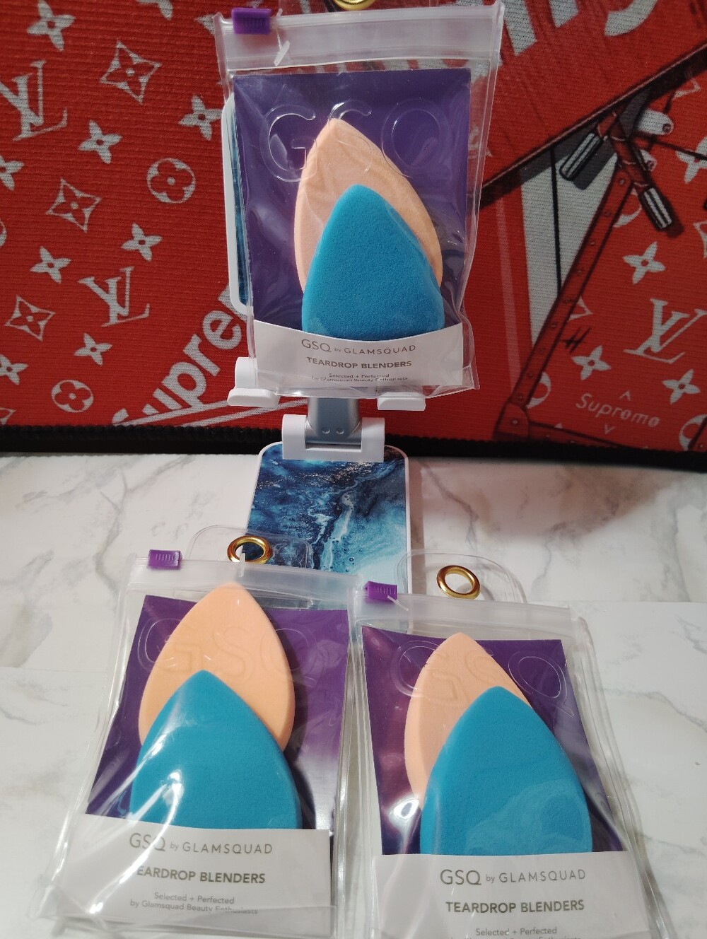 GSQ Teardrop Makeup Blenders - Peach & Teal